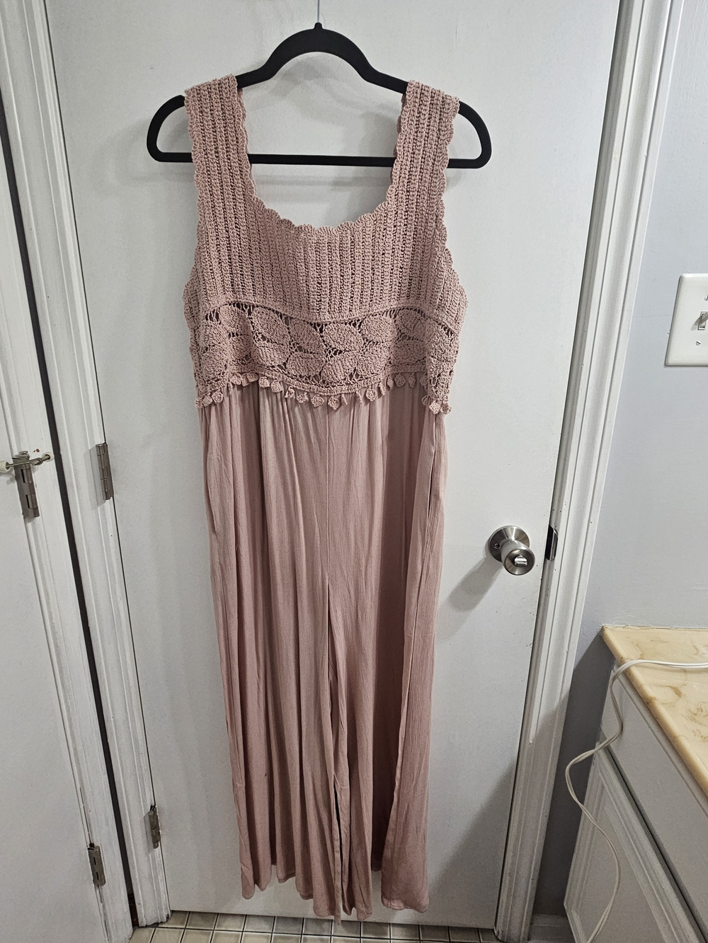 Pink Lily Blush Crochet Bodice Jumpsuit
